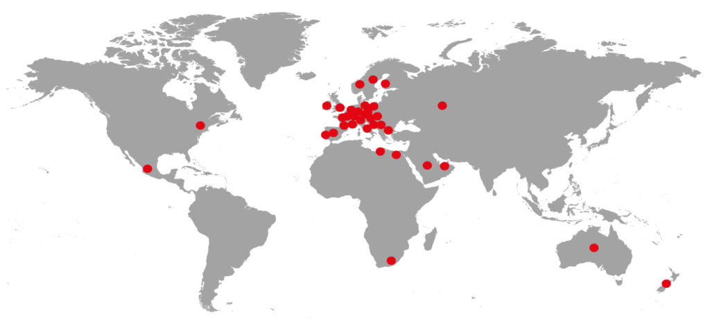 Map of the world with all the Swift-Cut contact locations for 2018