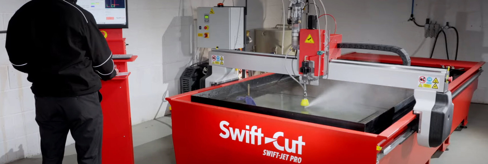 Waterjet cutting machine cutting metal