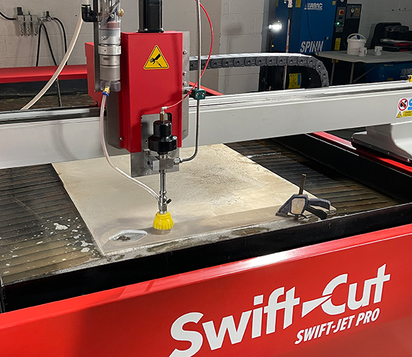 Precision cut using a waterjet cutting machine