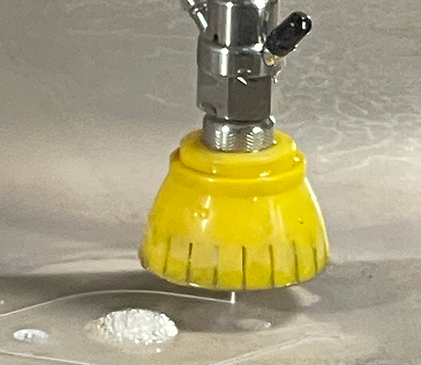 Swift-Jet Pro waterjet cutting machine close up of waterjet cutting head