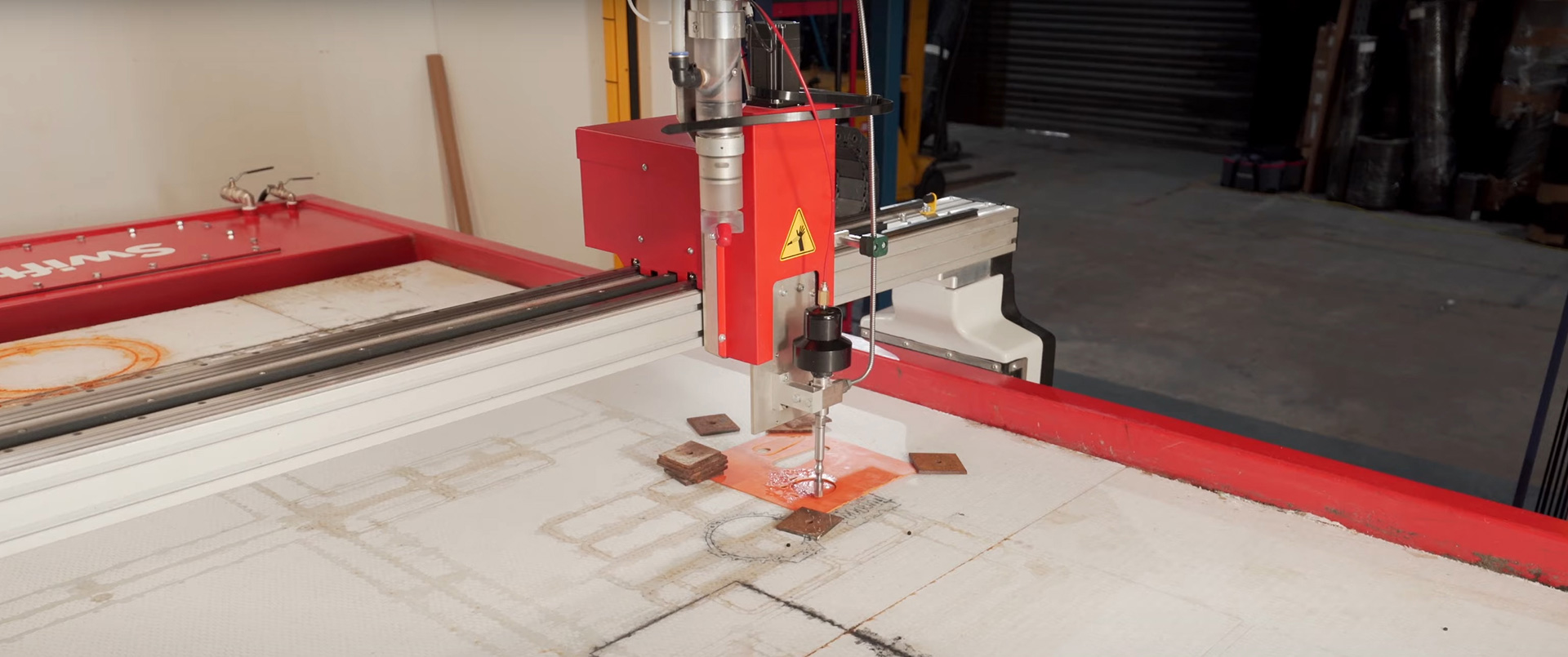 Derby Gasket Swift-Jet Pro waterjet cutting machine in action