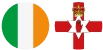 Vlagpictogrammen van Ierland en Noord-Ierland
