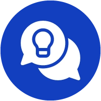 information and resources white icon in blue circle