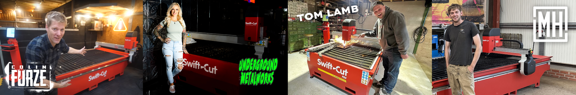 Influencers – Colin Furze, Underground Metalworks, Tom Lamb en Mr Hewes met hun Swift-Cut Pro snijden 