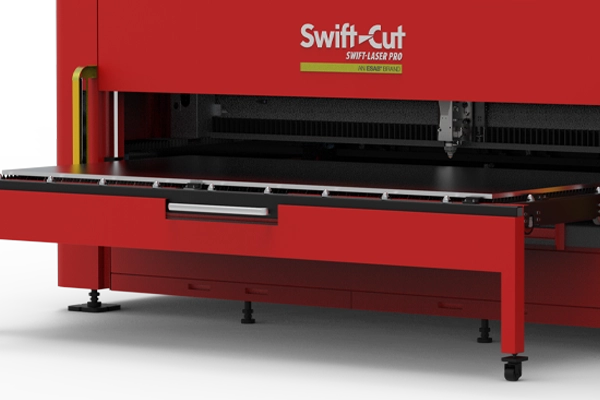 Imagen de la plataforma de corte de la máquina láser de fibra CNC Swift-Laser Pro